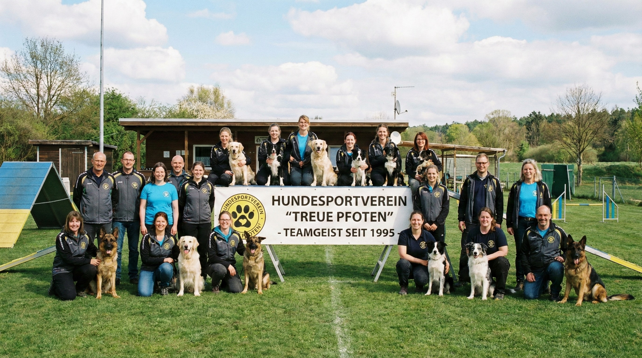 Vereinsmitglieder in einheitlicher Kleidung