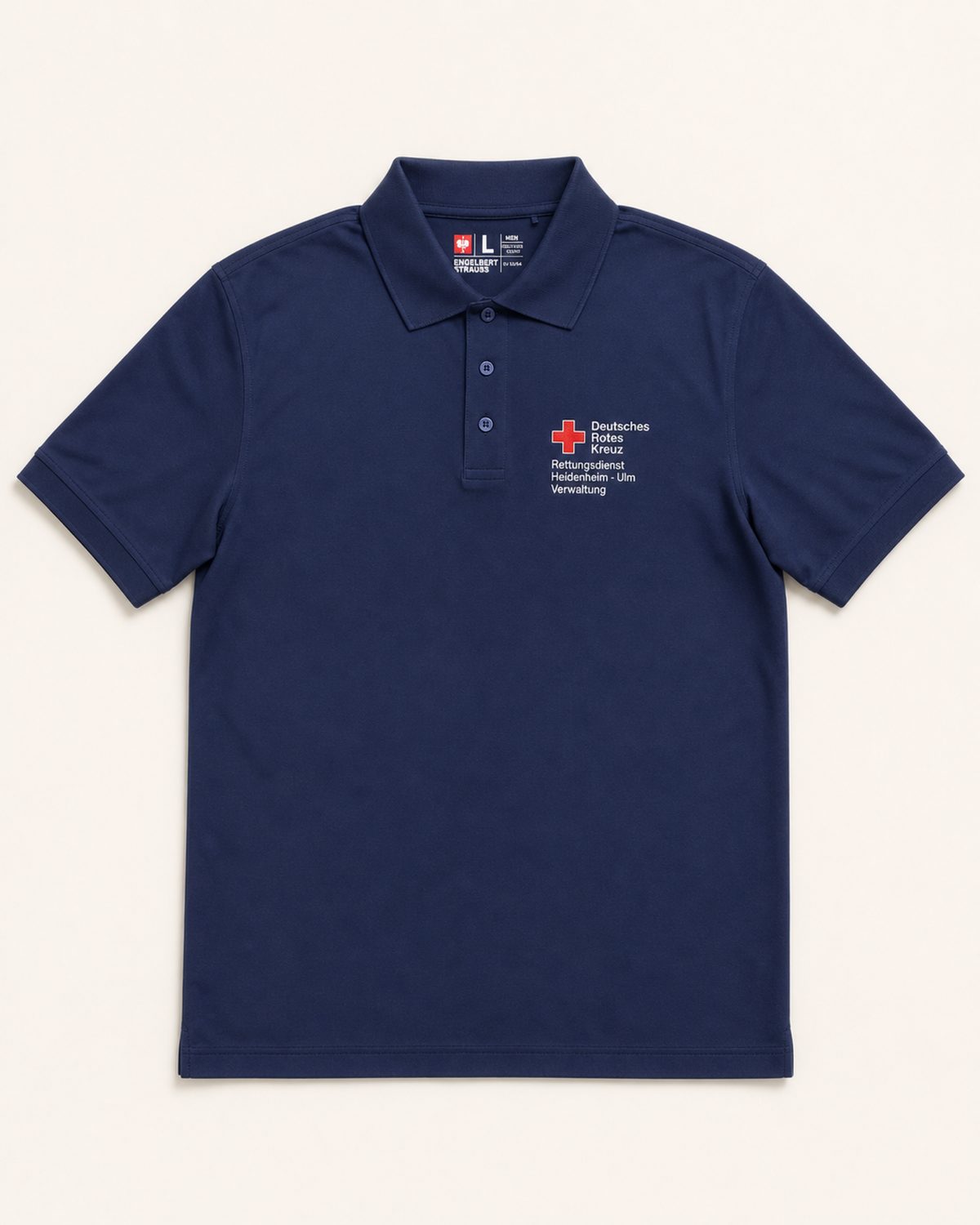 Dunkelblaues BRK-Poloshirt mit Brustlogo