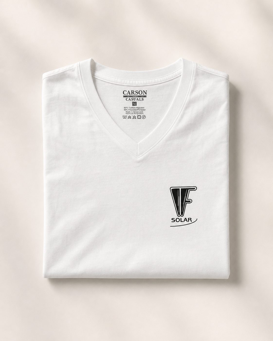 Weißes V-Neck-Shirt mit VF-Solar-Logodruck